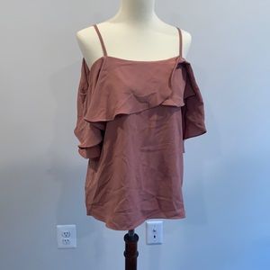 Scalloped cold shoulder top